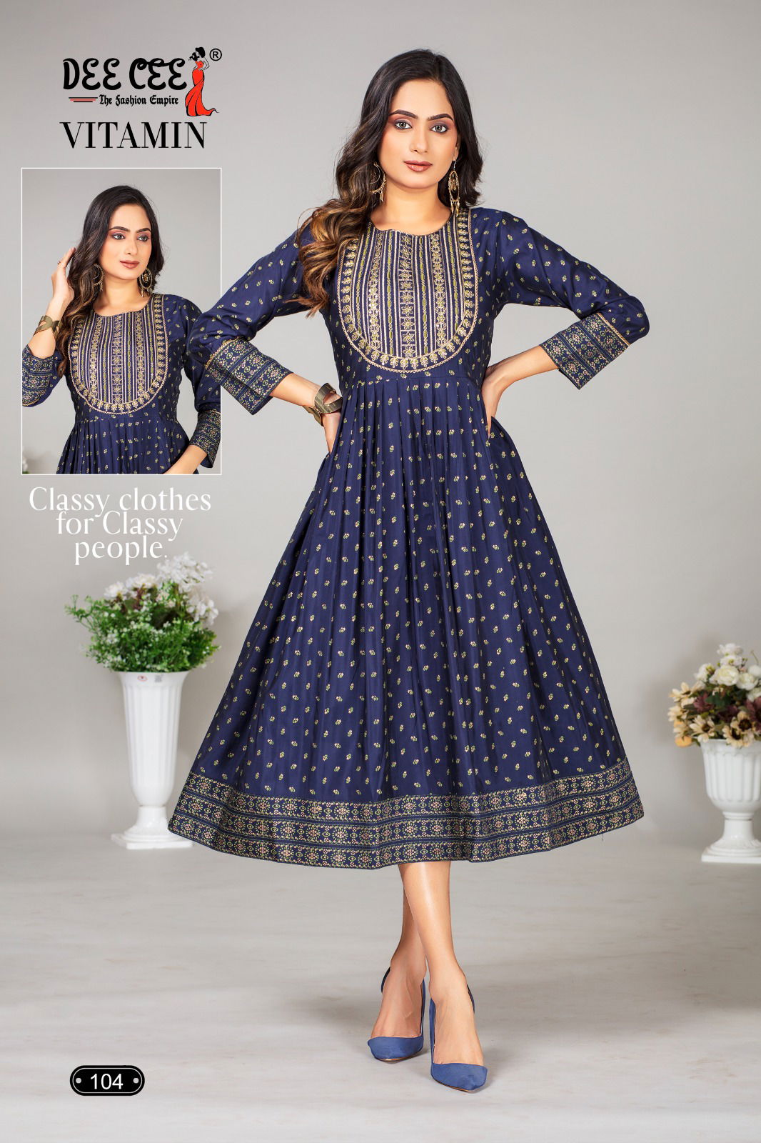 Vitamin By Dee Cee Chanderi Anarkali Kurtis Wholesale Shop In Surat
